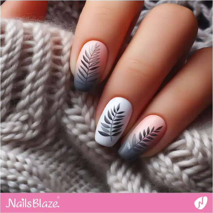 Ombre Nails with Simple Leaf Design | Nature-inspired Nails - NB1445