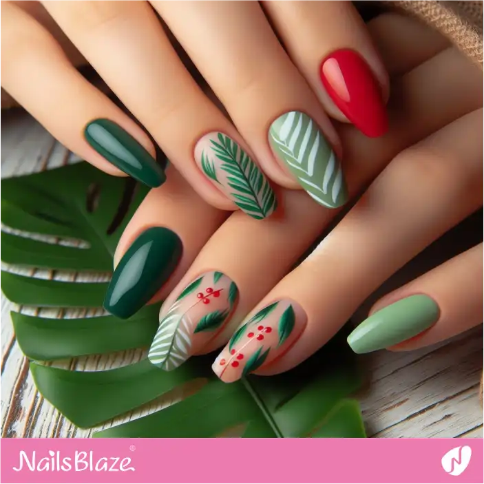 Tropical Palm Leaves Nail Design | Nature-inspired Nails - NB1448