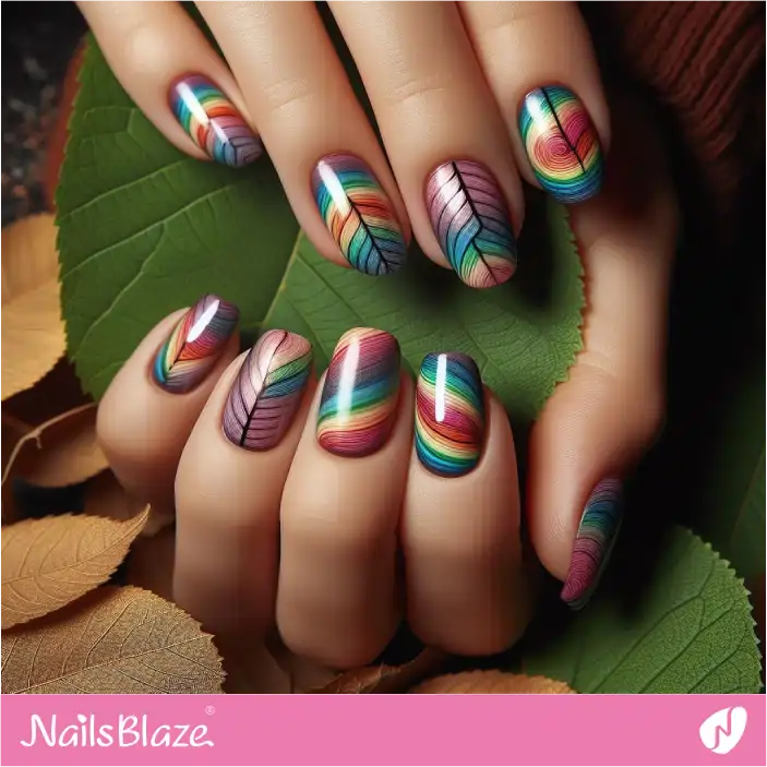 Colorful Leaf Nail Art | Nature-inspired Nails - NB1458