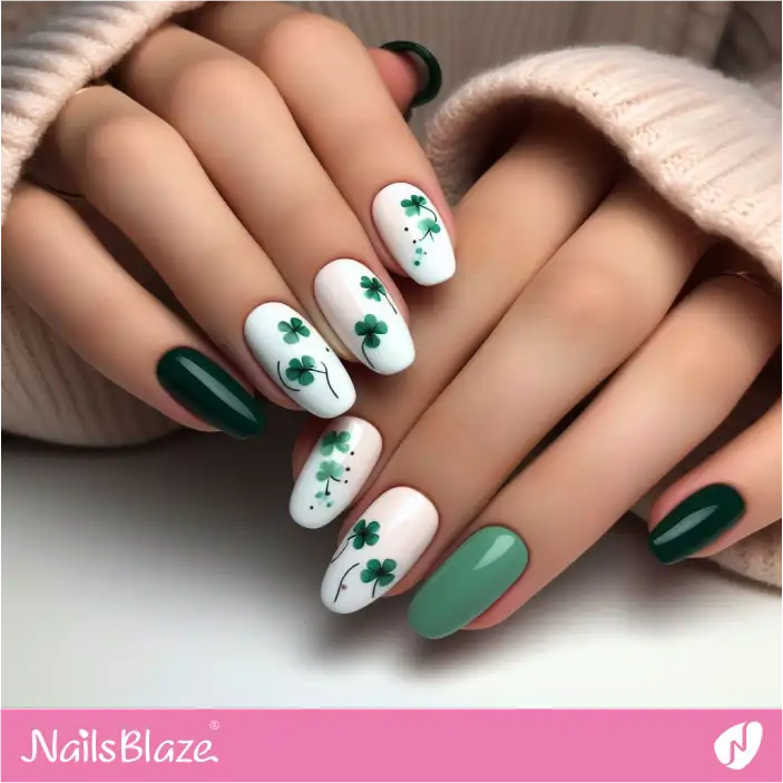 Simple Clover Nail Art | Nature-inspired Nails - NB1463