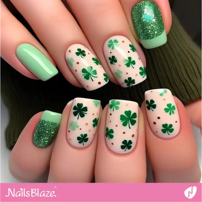 4-leaf Clover Pattern on Nails | Nature-inspired Nails - NB1476