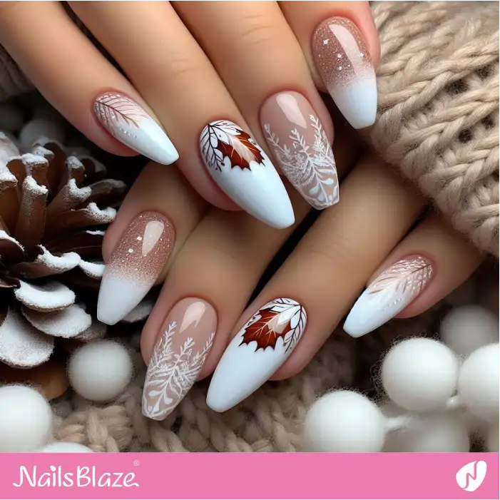 Ombre Maple Leaf Nails | Nature-inspired Nails - NB1502