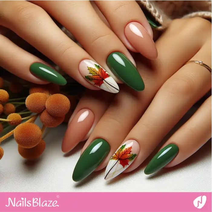 Glossy Gradient Maple Leaves Nail Art | Nature-inspired Nails - NB1507
