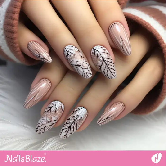 Maple Leaf Pattern Nail Art| Nature-inspired Nails - NB1518