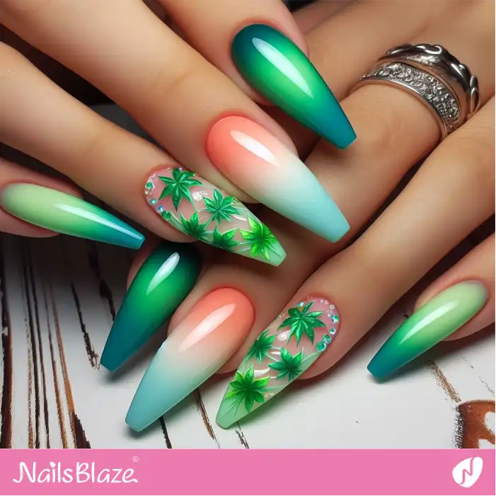 Ombre Maple Leaves Nail Art | Nature-inspired Nails - NB1521