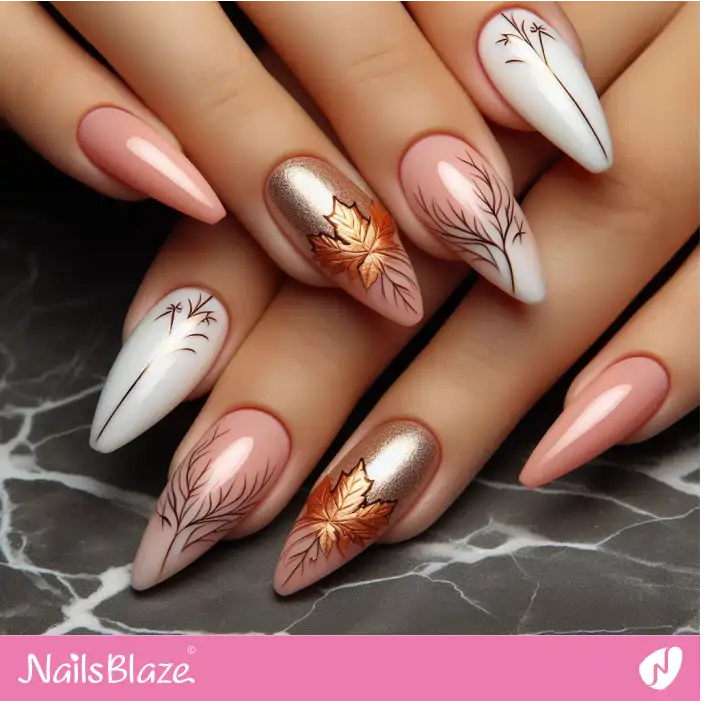 Glitter Maple Leaves | Nature-inspired Nails - NB1525