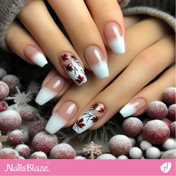 Maple Leaves French Nails | Nature-inspired Nails - NB1527