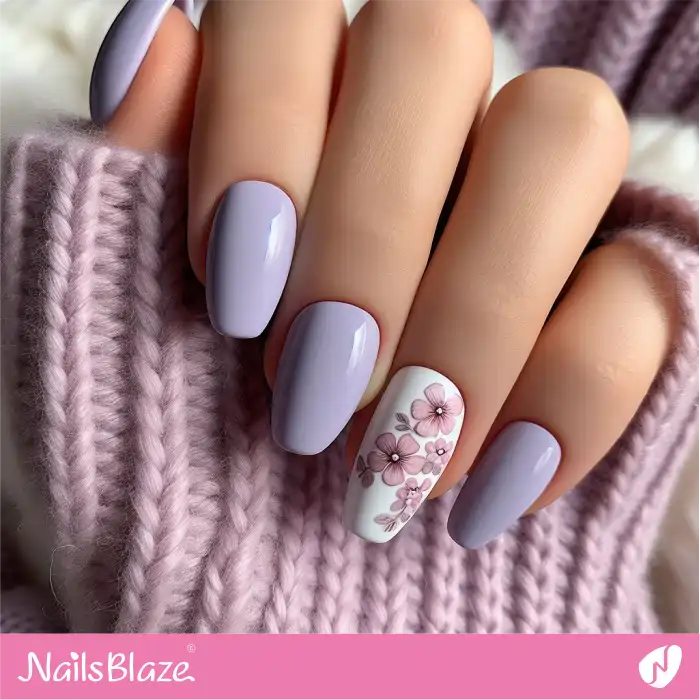 Lilac Nails with a Floral Accent | Spring Nails - NB3886