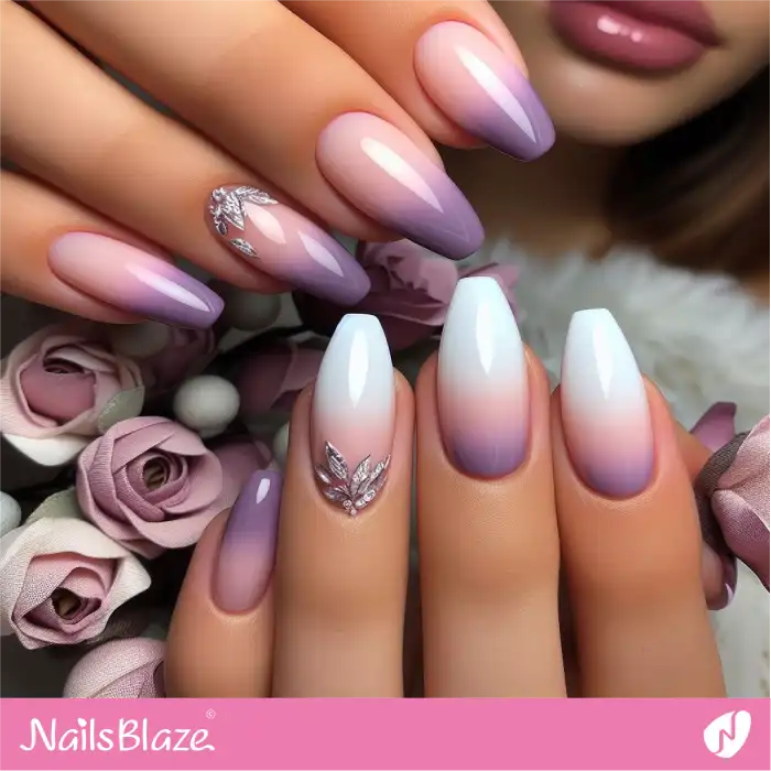 Embellished Ombre Lilac Nails | Spring Nails - NB3877