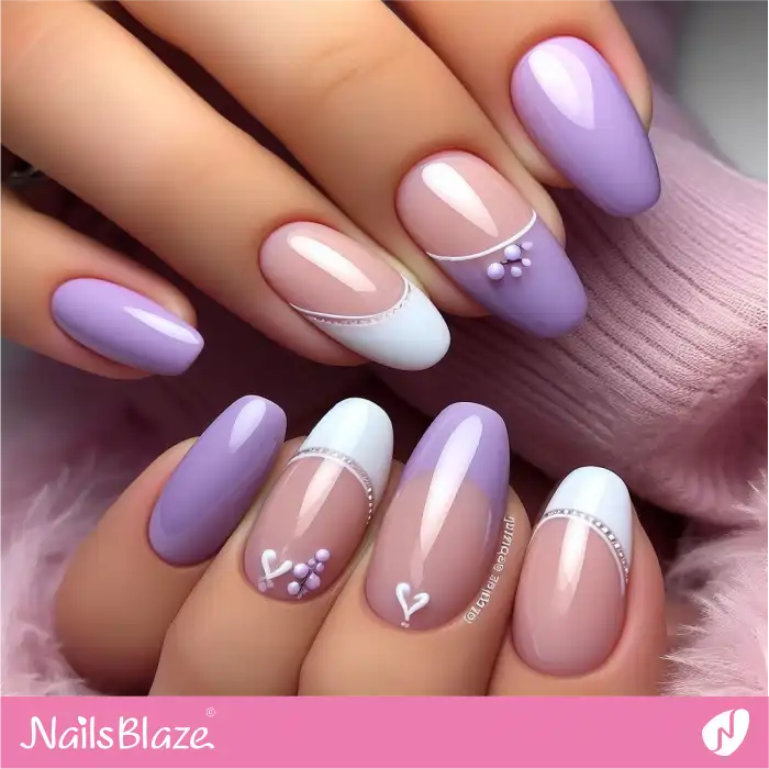 Lilac and White French Nails | Spring Nails - NB3878