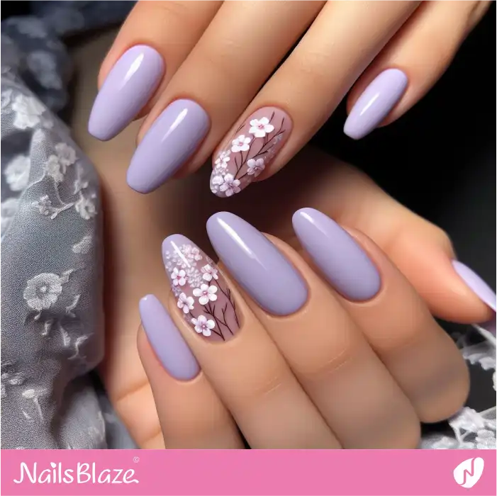 Lilac Nails with Flower Accent | Spring Nails - NB3879