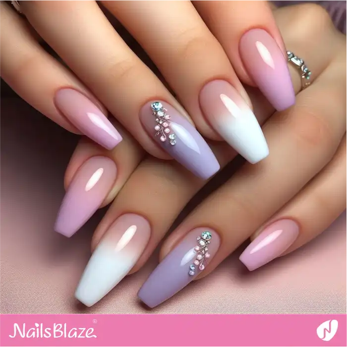 Long Lilac Coffin Nails | Spring Nails - NB3883