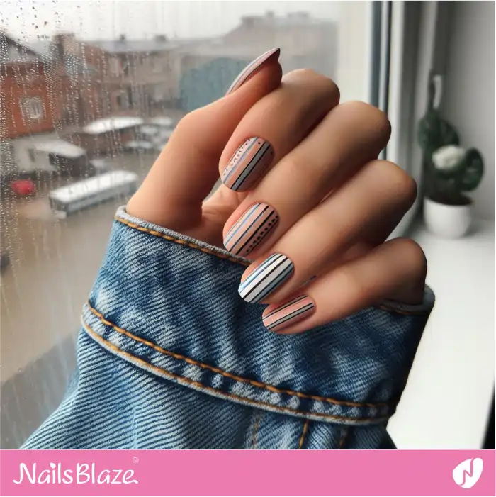 Striped Nails Dots Design | Line and Dot Nails - NB4426