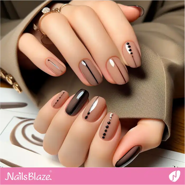 3D Dots and Lines on Neutral Nails | Line and Dot Nails - NB4427