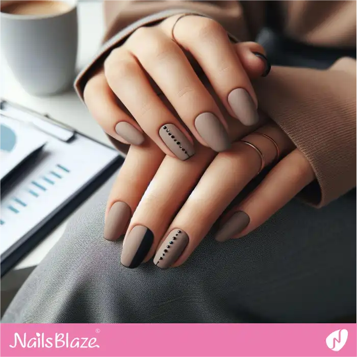 Brown Nails for Office | Line and Dot Nails - NB4433