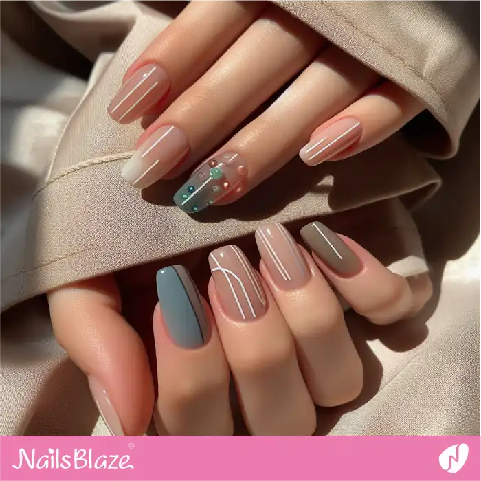 Random Lines and 3D Dots on Nails | Line and Dot Nails - NB4423