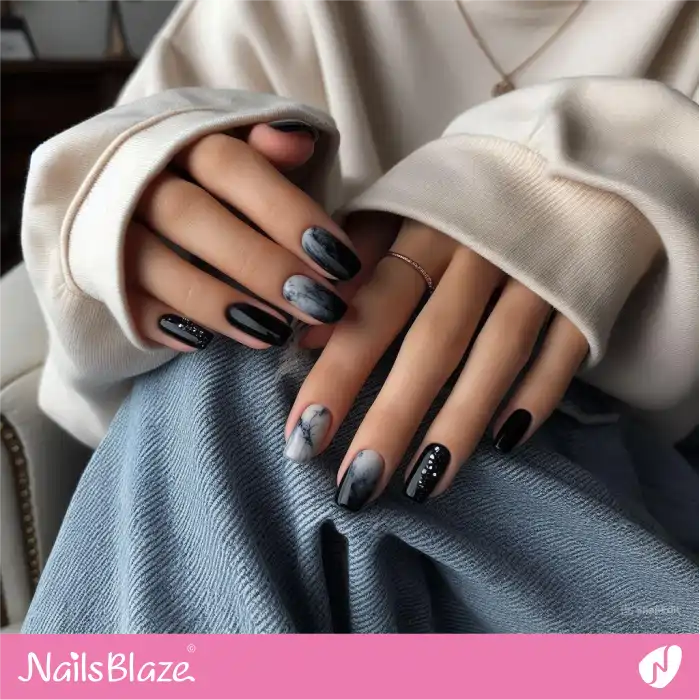 Black Marble Nails Design | Marble Nails - NB4632