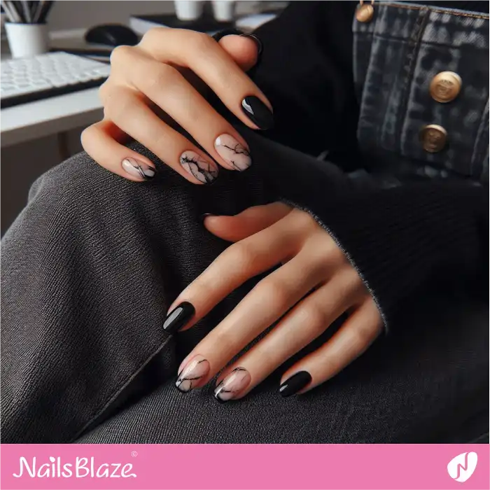 Black Marble Nails | Marble Nails - NB4636