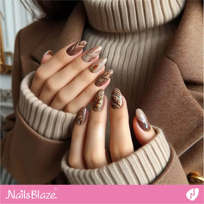 Brown Marble Nails | Marble Nails - NB4644