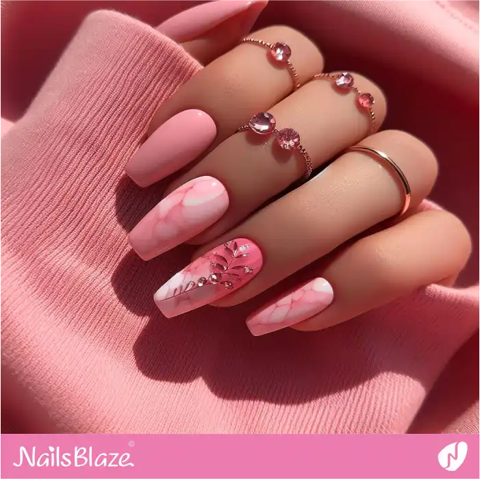 Marble Design for Neon Pink Nails | Marble Nails - NB4703