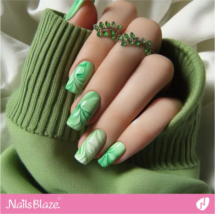 Neon Green Marble Nails Design | Marble Nails - NB4711