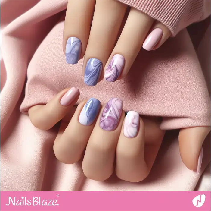 Pastel Nails with Marble Design | Marble Nails - NB4726