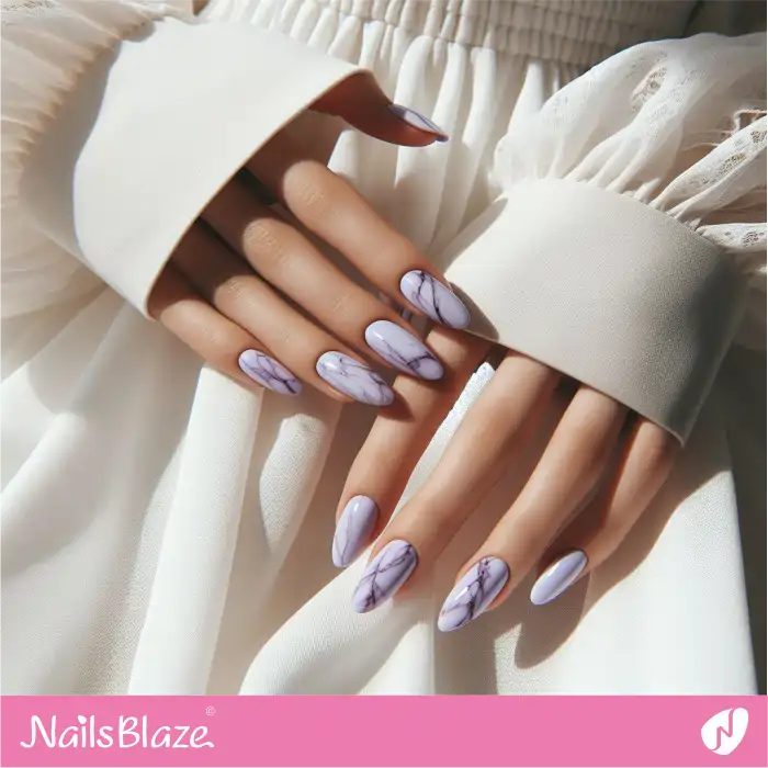 Lavender Pastel Marble Nails | Marble Nails - NB4731