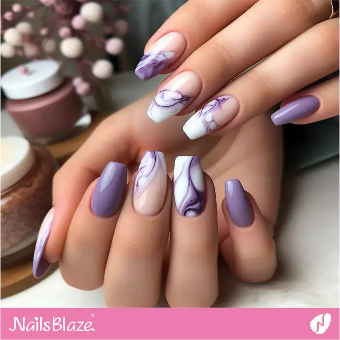 Purple Marble Nails Design | Marble Nails - NB4659