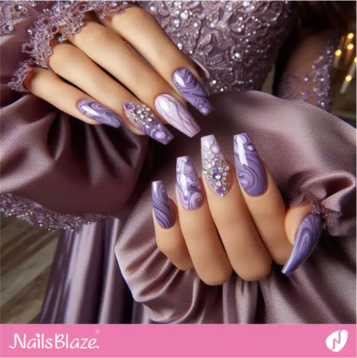 Luxury Purple Marble Nails Design | Marble Nails - NB4669