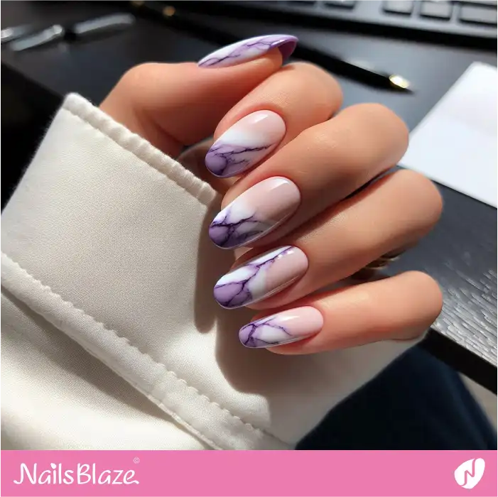 Casual Purple Marble Nails for Work | Marble Nails - NB4662