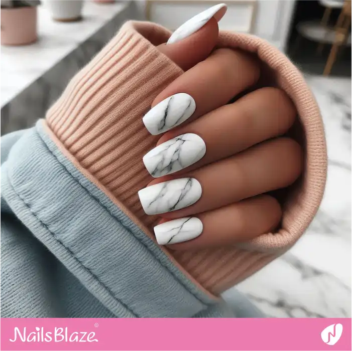 White Marble Design for Nails | Marble Nails - NB4680