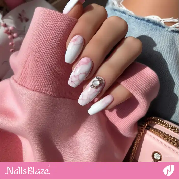 White Marble Nails Design | Marble Nails - NB4686