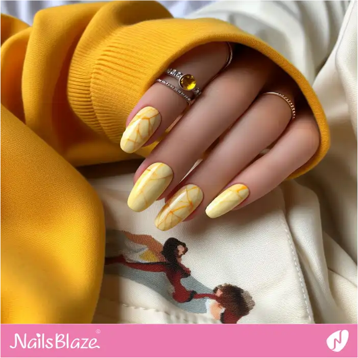 Yellow Marble Nails for Summer | Marble Nails - NB4751