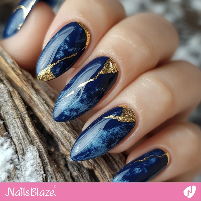 Luxury Blue Marble Nails Design | Marble Nails - NB5437