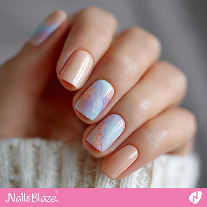 Short Pastel Marble Nails | Short Marble Nails- NB8320