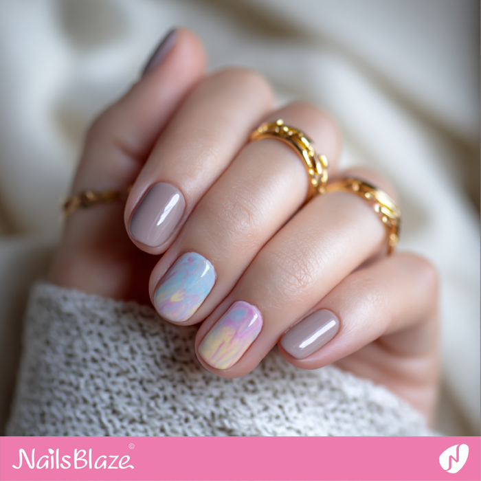 Cute Pastel Marble Nails | Short Marble Nails- NB8322