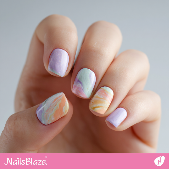 Marble Nails with Pastel Theme | Short Marble Nails- NB8324