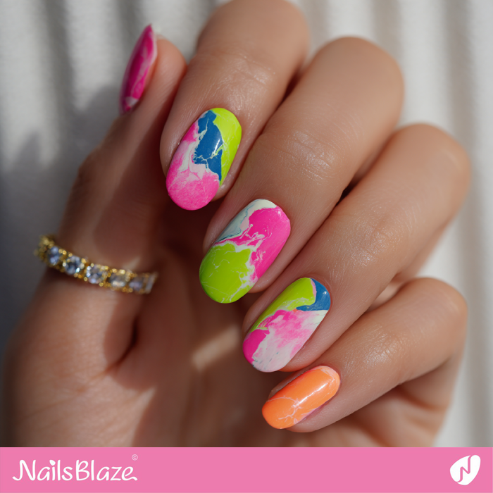 Marble Neon Nails | Summer Marble Nails- NB8334