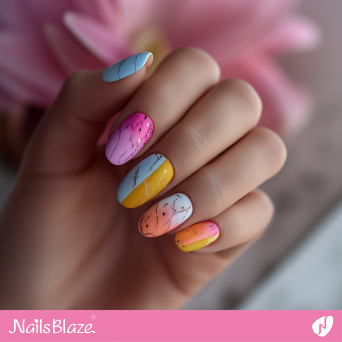 Ombre Nails with Marble Design | Summer Marble Nails- NB8335