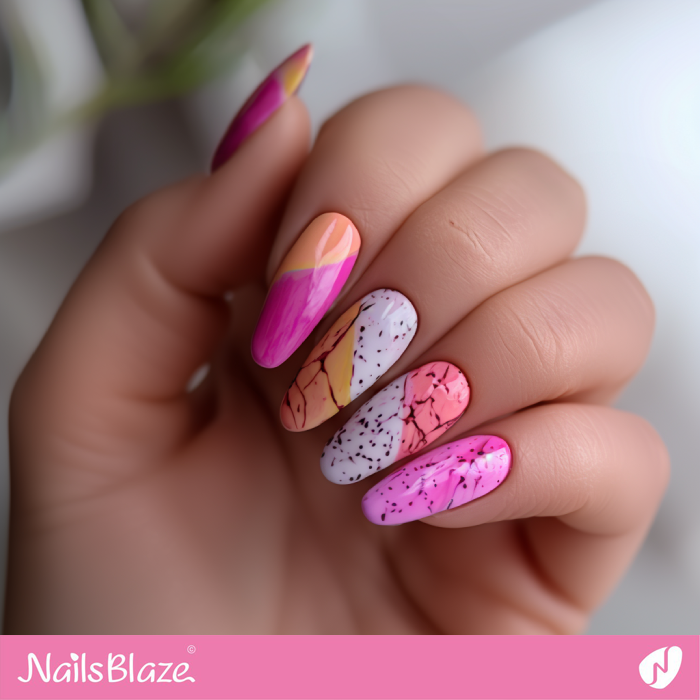 Summer Marble Pink Nails | Summer Marble Nails- NB8331