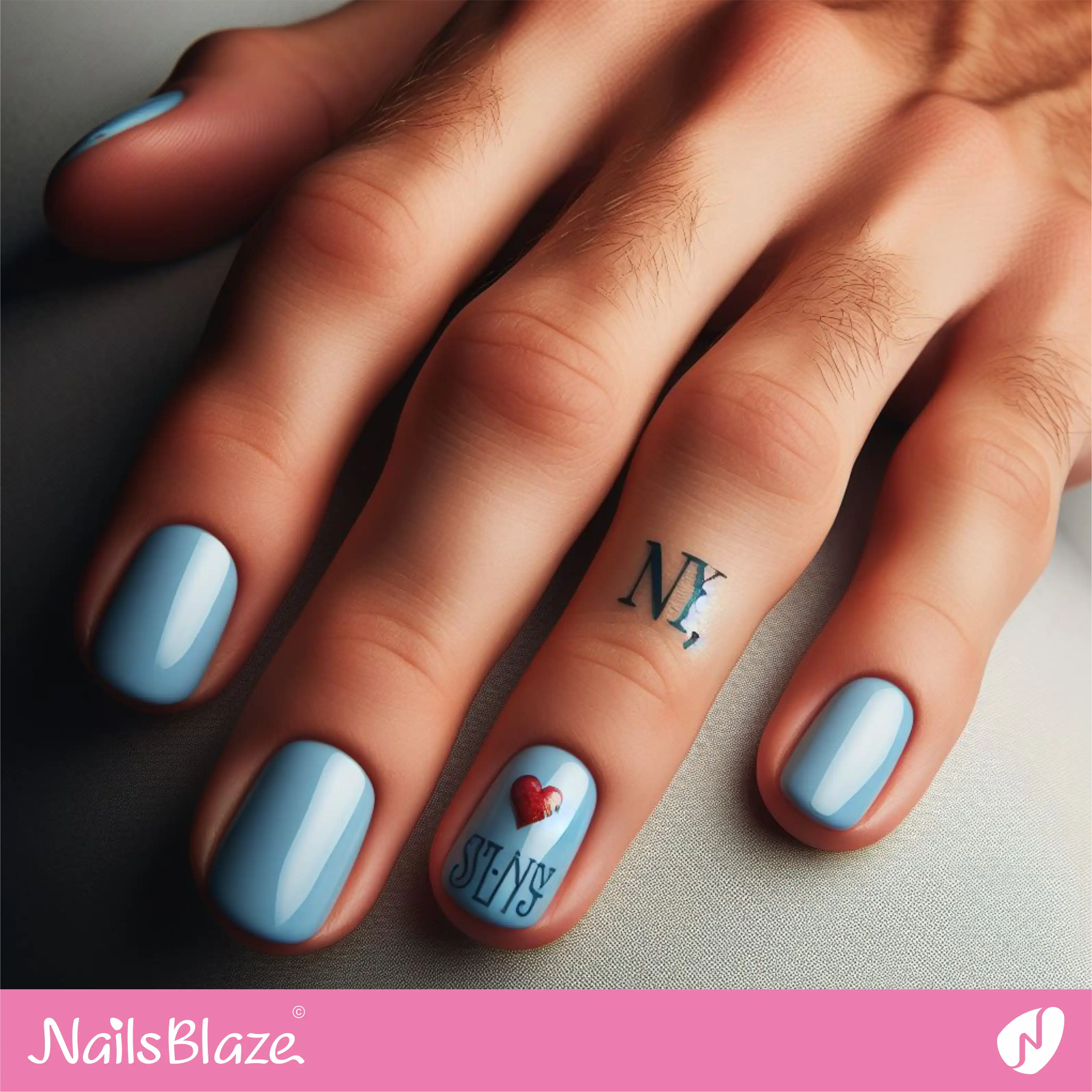 Simple Blue Nail Designs for men |Men