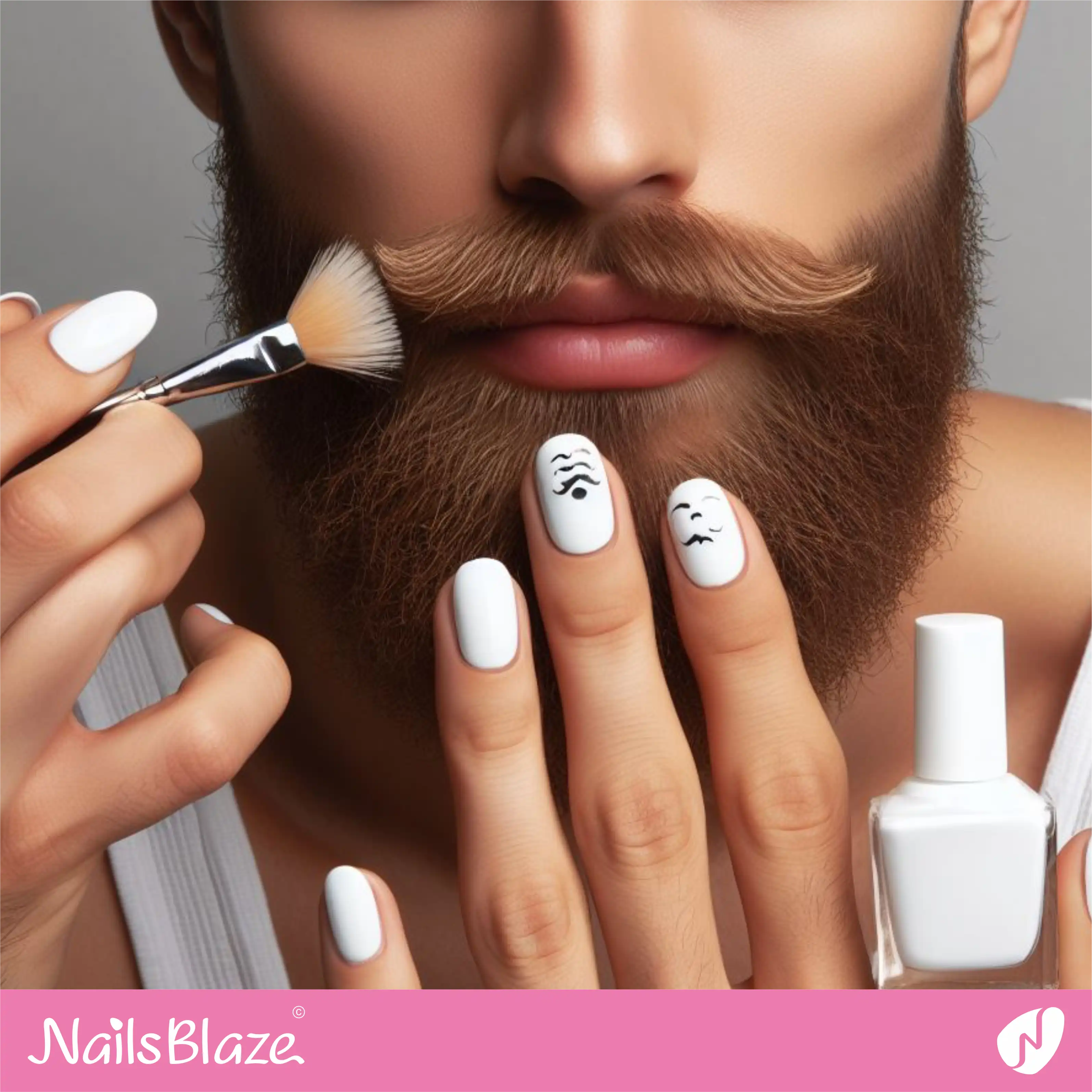 Mustache Nail Design for Men|Men's Nail-NB-D-279