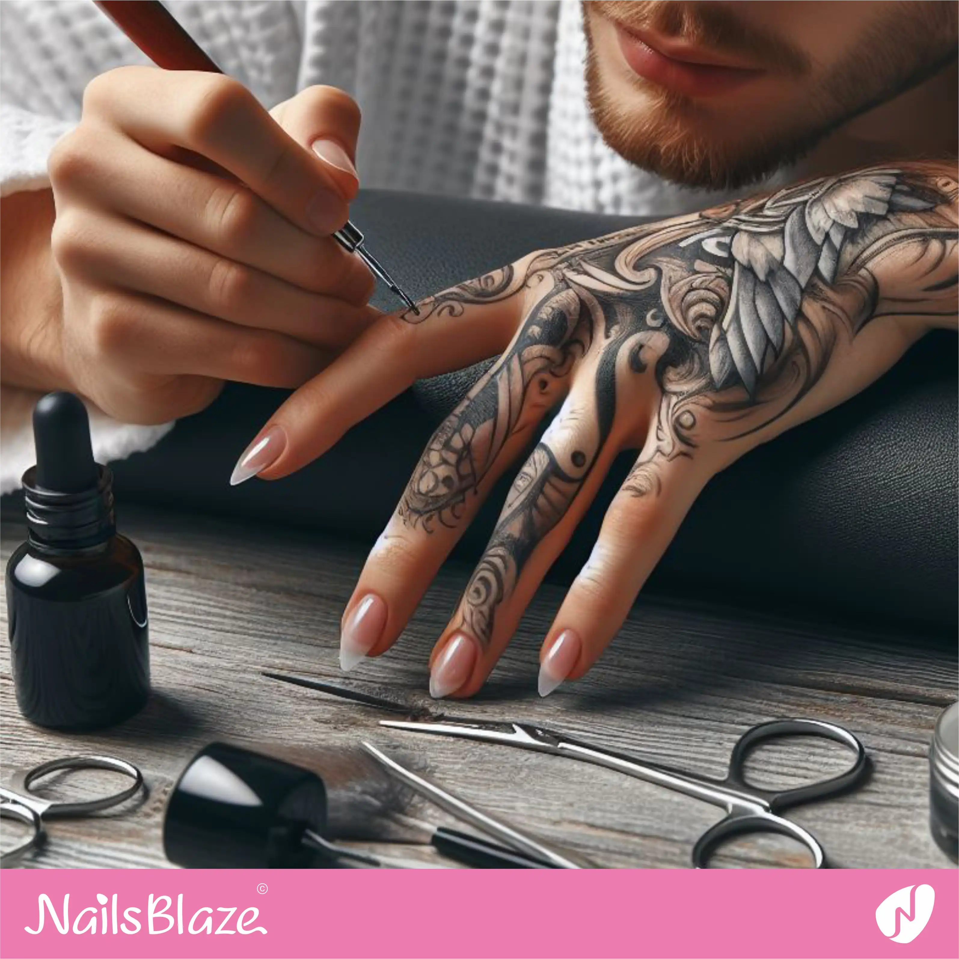 Stiletto Manicured Mens Nail Ideas|Mens Nail-NB-D-283