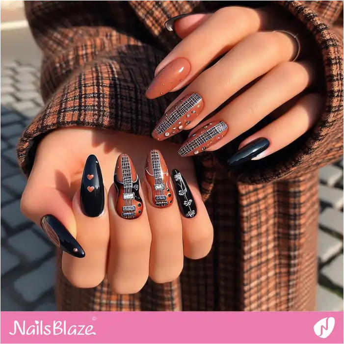 Nails with Classical Guitar Design | Music Nails - NB4900