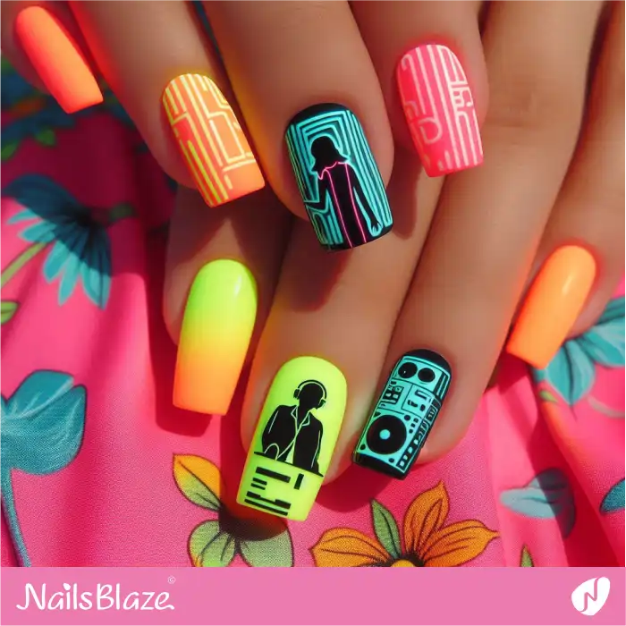 DJ Theme Nails Design | Music Nails - NB4905