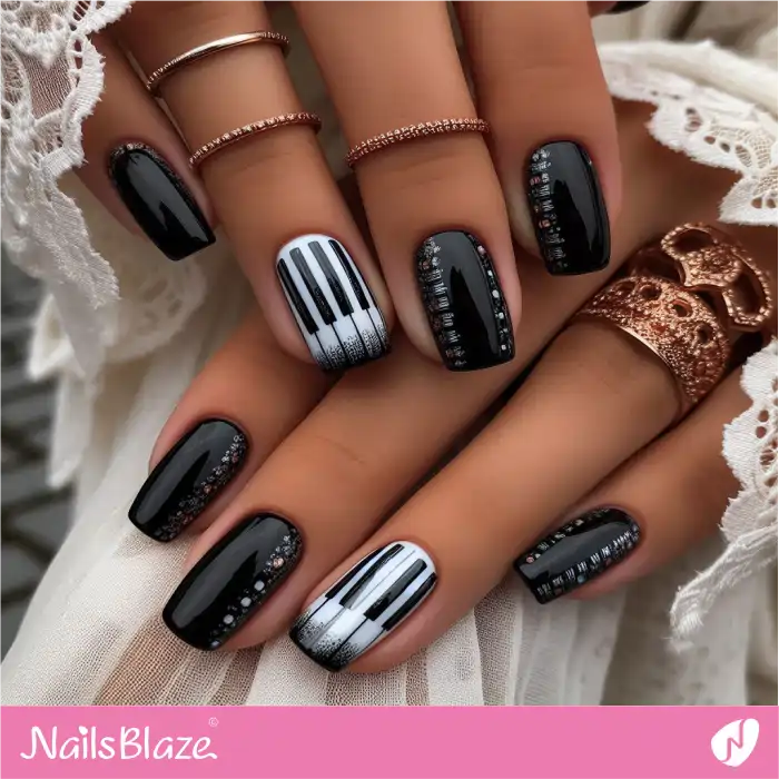 Piano Keys Nails Design | Music Nails - NB4908