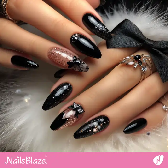 Stylish Black Nails Design for New Year | 2024 Nails - NB3701