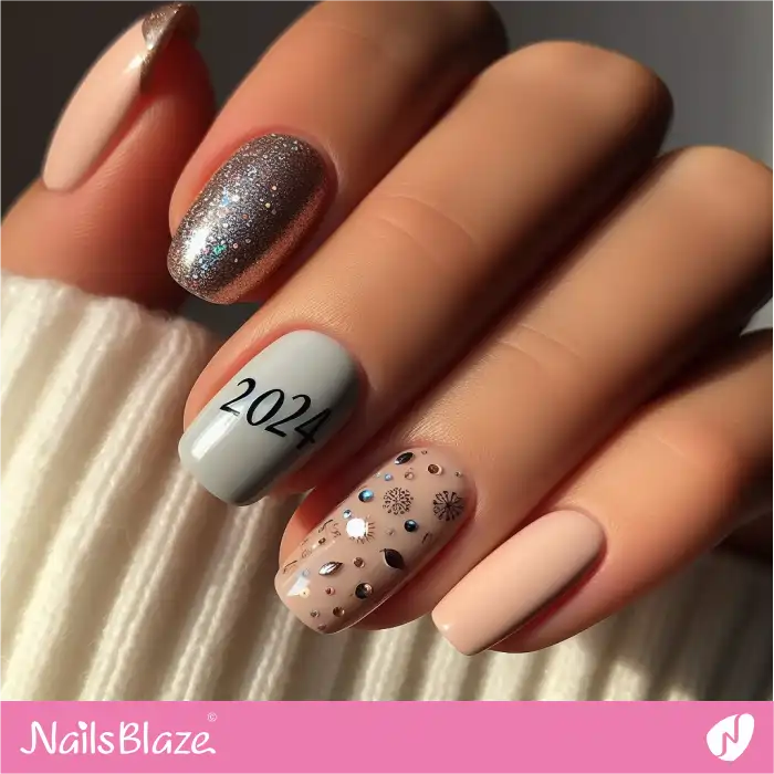 Embellished New Year's Nails Design | 2024 Nails - NB3734