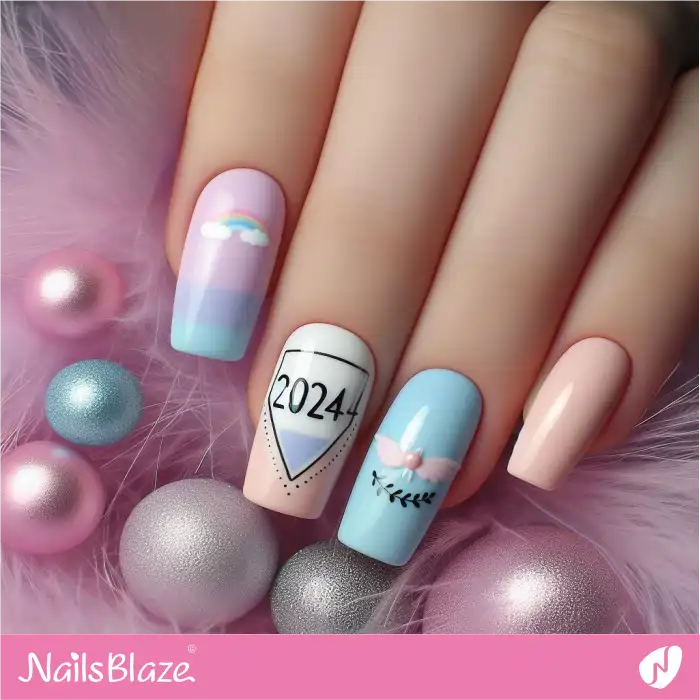 Minimal Cute Pastel Nails for New Year | 2024 Nails - NB3750