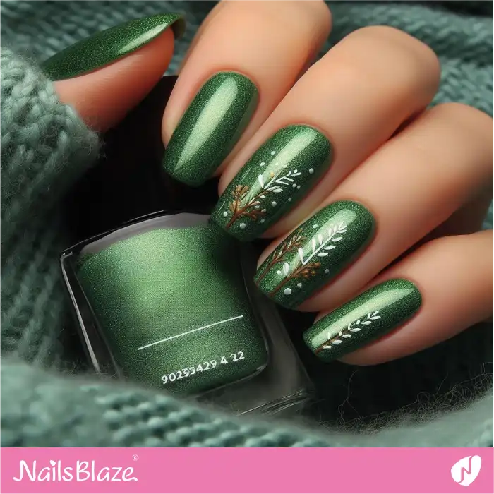 Shimmer Effect Green Nails for New Year | 2024 Nails - NB3754